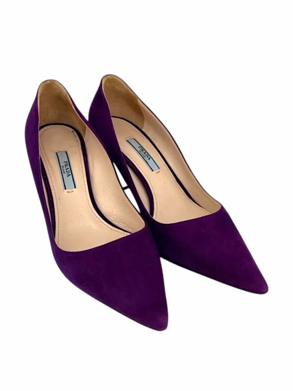 Prada Purple Suede Pointed Toe Pumps EU 37 US 7 55mm Heel Authentic